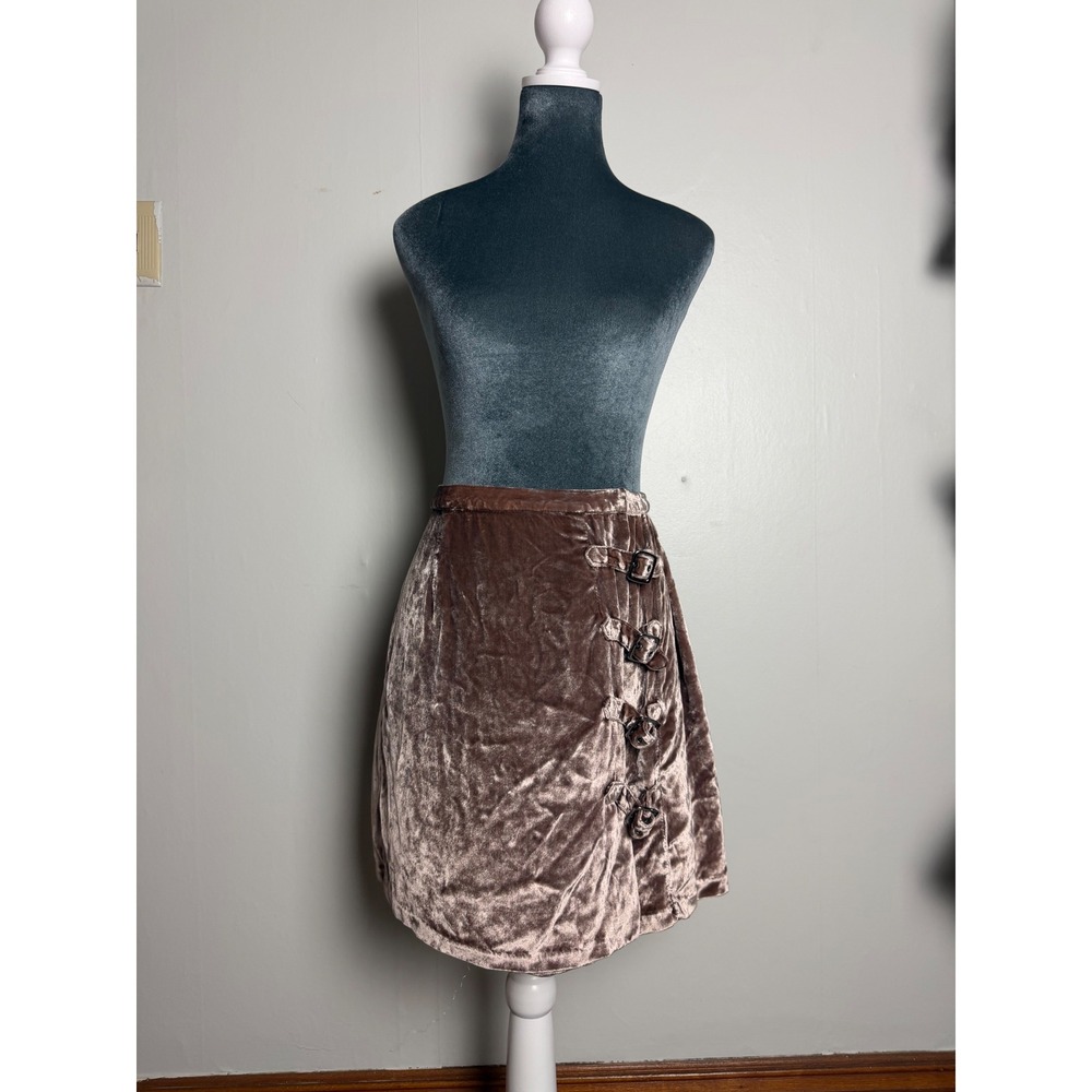 Rivet &‎ Thread Mauve Brown Crushed Velvet Buckle Mini Skirt rem faire fairy 6